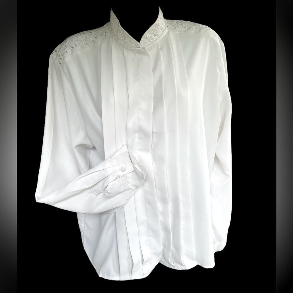 True Vintage 80s - Lace Cutout Blouse L XL 2X